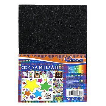 Фоамиран EVA 1.7&plusmn;0.1MM "Черный" GLITTER HQ A4 (21X29.7CM) с клеем, K2741457OO17GLKA4-15 - фото товара