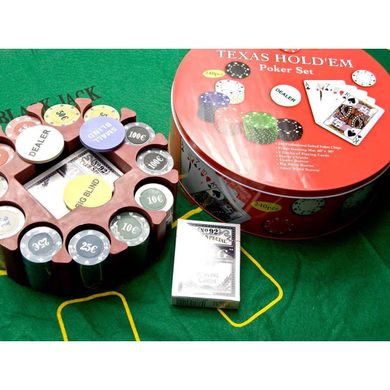 Покерный набор (2 колоды карт +240 фишек+сукно)(d-25. h -8,5 см)(вес фишки 4 гр. d-39 мм), K326727 - фото товара