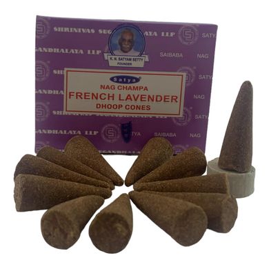 French Lavender Dhoop Cone (Французкая Лаванда)(Satya) 12 конусов в упаковке, K334998 - фото товара