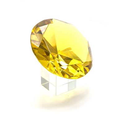 Кристалл хрустальный на подставке желтый (10 см), K325657 - фото товара