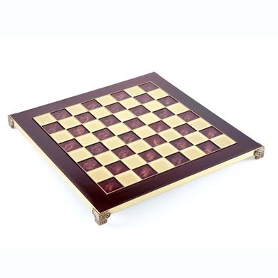 S32RED шахматы "Manopoulos", "STAUNTON", латунь, в деревянном футляре, красные, фигуры классические золото/серебро 28х28см, 3,2кг, S32RED - фото товара