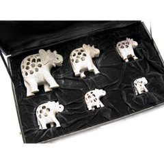 Слони різьблені кам'яні (н-р 6 шт), K326617 - фото товару