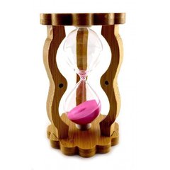 Годинник пісочний у бамбуку рожевий пісок (10 хв) (14,5х8,5х5,5 см), K329515A - фото товару