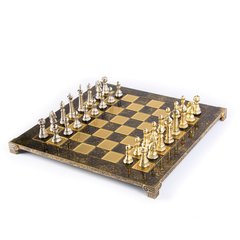 S33BRO шахматы "Manopoulos", "STAUNTON", латунь, в деревянном футляре, коричневые, фигуры классические резныe, золото/серебро 44х44см, 8 кг, S33BRO - фото товара