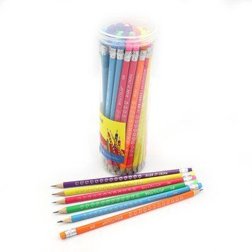 Олівець ч/гр HB Star color "Neon" з гумкою, банка, K2757400OO0707DSCN_ - фото товару