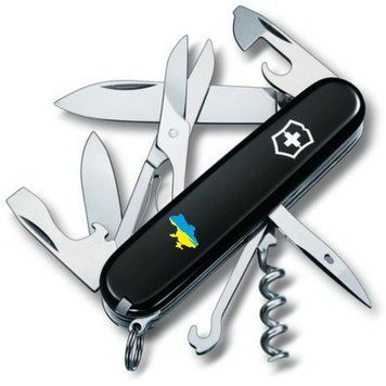 Ніж "Victorinox" Climber Ukraine 91мм/14функ/чорн /Мапа України син-жовт., 1.3703.3_T1166u - фото товару