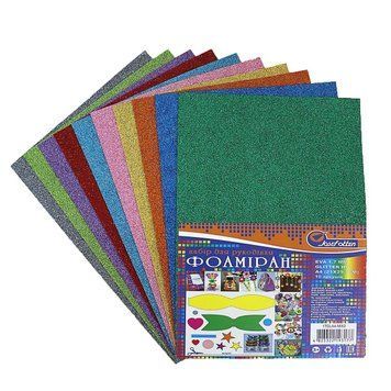 Фоамиран EVA 1.7&plusmn;0.1MM "Микс" GLITTER HQ A4 (21X29.7CM) 10 лист./п./этик., K2741450OO17GLA4MIX2 - фото товара