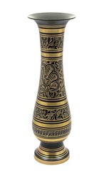 Бронзова Ваза чорна (29х9х9 см)(Flower vase Glass Black Ord./Clr 12"), K324755 - фото товару
