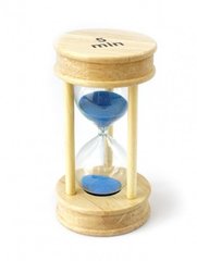 Песочные часы "Круг" стекло + светлое дерево 5 минут Голубой песок, K89290193O1137476271 - фото товара