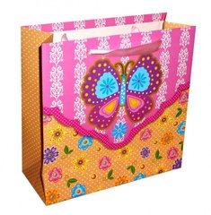 Пакет подарунковий "Метелик" Рожевий + Жовтий, K89040294O362833363 - фото товару