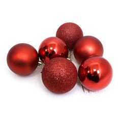 Набір ялинкових кульок "RED" 7см, 6шт, OPP, K2742387OO0570R-7 - фото товару
