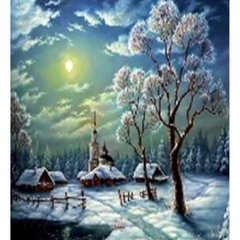Алмазная мозаика по номерам 40*50 "Зима в деревне" карт уп. (холст на раме), K2755365OO71136_BGLE - фото товара