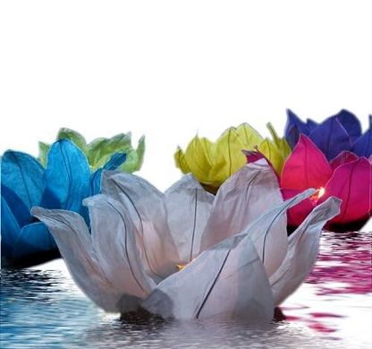 Фонарь бумажный плавающий "Лотос" Голубой, K89050035O838177091 - фото товара
