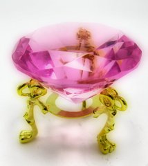 Кришталевий кристал на підставці рожевий (5 см), K318199 - фото товару