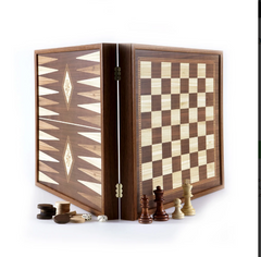 STP36E набор 3 в 1"Manopoulos", шахматы, нарды, шашки в деревянном футляре, фигуры, шашки - дерево 39х39см, 3,6 кг, STP36E - фото товара