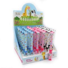 Ручка дитяча з іграшкою "Жираф" гелева, 0,38мм, синя, mix 36шт/етик, K2754529OO1161 - фото товару