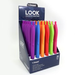 Ручка автомат масло Vinson "LOOK" 0,7мм, синяя, soft-touch, mix, 36шт / этик., K2741695OO3921C - фото товара