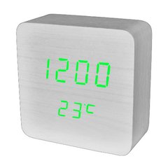 Часы сетевые VST-872-4, зеленые, (корпус белый) температура, USB, SL8416 - фото товара