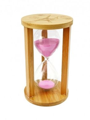 Песочные часы "Круг" стекло + бамбук 60 минут Розовый песок, K89290199O1137476295 - фото товару