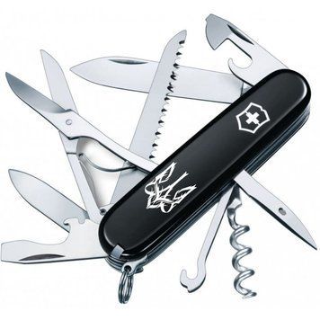 Ніж "Victorinox" Huntsman Ukraine 91мм/15функ/чорн /Тризуб готичний біл., 1.3713.3_T0630u - фото товару