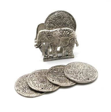 Подстаканники "Слон " (н-р 6 шт) металл (10,5х8,5х4 см)(Непал), K325936 - фото товара