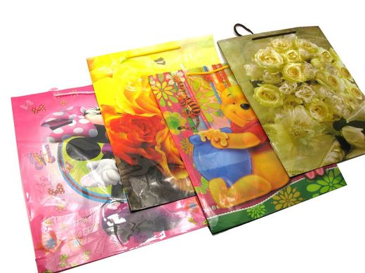Пакет подарунковий пластик (39х32х9 см) (12 шт/уп), K328881 - фото товару