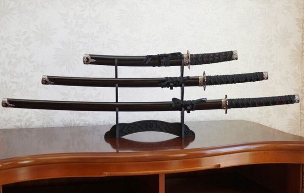 Набор из трёх самурайских мечей на подставке, K89310003O1252434644 - фото товара