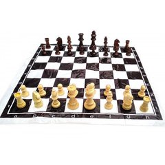 Шахи дорожні у блістері з м'якою дошкою дерев'яні (h фігур 4-8.5 см ,d-2.5-3.5 см), K332548 - фото товару