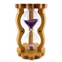 Годинник пісочний у бамбуку фіолетовий пісок (10 хв) (14,5х8,5х5,5 см), K329515C - фото товару