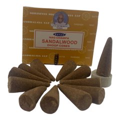 Sandalwood Dhoop Cone (Сандал) (Satya) 12 конусів в упаковці, K335024 - фото товару
