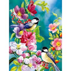 Раскраска по номерам 30*40см "Птички на ветке" OPP (холст на раме краски+кисти), K2748611OO1331EKTL_O - фото товару
