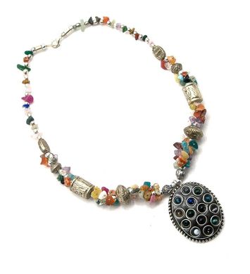 Ожерелье с каменьями и кулоном, K325956 - фото товара