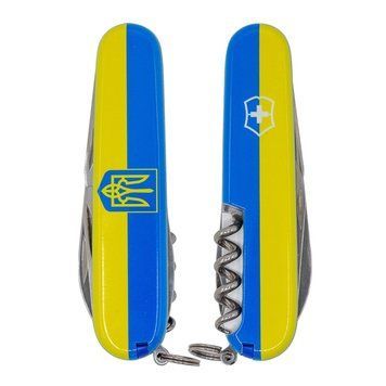 Ніж "Victorinox" Huntsman Ukraine 91мм/15функ /Герб на прапорі гориз., 1.3713.3_T3040p - фото товару