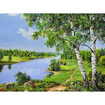 Раскраска по номерам на дереве 40*50 "Природа" карт.уп краск. кисти., K2745840OO3119RAD - фото товара