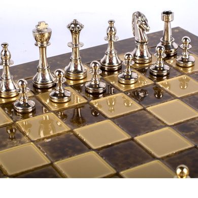 S34MBRO шахи "Manopoulos", Classic Metal Staunton Chess set with Gold & Silver Cheі, 36х36см, 4,8 кг, S34MBRO - фото товару