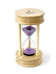 Песочные часы "Круг" стекло + светлое дерево 5 минут Сиреневый песок, K89290193O1137476273 - фото товара