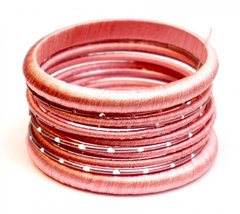 Комплект з 13 браслетів каблучка в тканині Рожевий, K89080329O362834509 - фото товару