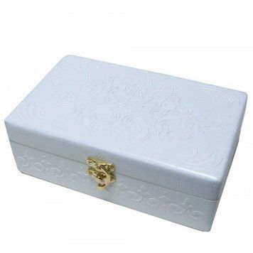 Шкатулка біла "Мережива" масив дерева (20,5х12,5х8 см), K329154C - фото товару