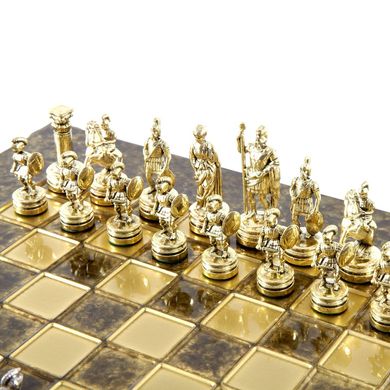 S3BRO шахматы "Manopoulos", "Греко-римские",латунь, в деревянном футляре, коричневые, фигуры золото/серебро 28х28см, 3,4 кг, S3BRO - фото товара
