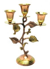 Підсвічник бронзовий на 3 свічки (19,5х13х7 см)(Candle Stand 3C Leaf Copper), K328296 - фото товару