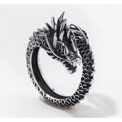 Кольцо безразмерное "Дракон" из белого метала 2,3*1,5*2,8см., K89080038O1807715853 - фото товара