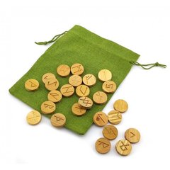 Руны из ольхи в мешочке покрыты льняным маслом и пчелиным воском (d-23 мм), K334596C - фото товара