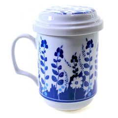 Чашка заварочная с ситом (330мл.)(BFC1268-5) "Синие Цветы" (h-13cм, d-7,5см), K334110 - фото товара