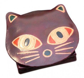 Кошелёк кожаный на кнопке ZOO "Котёнок" Бардовый, K89040007O362837233 - фото товара