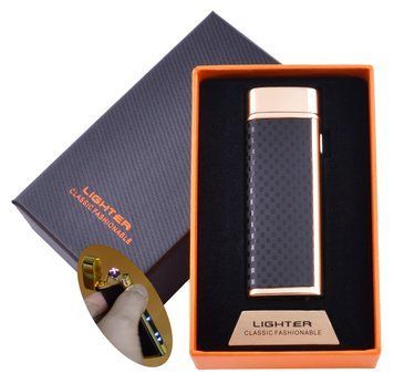 Електроімпульсна запальничка в подарунковій коробці LIGHTER (USB) №HL-128 Gold, №HL-128 Gold - фото товару