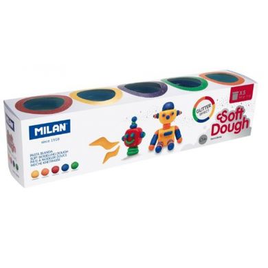 Тесто для лепки "Glitter Soft Dough" "TM MILAN" 142г, набор 5шт, K2749003OO913505G - фото товара