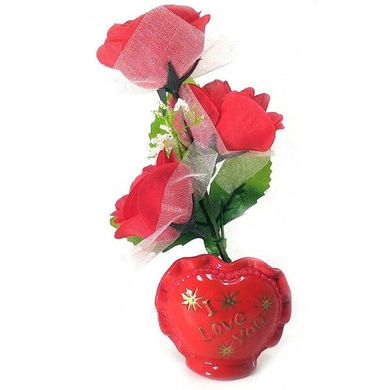 Ваза троянда керамічна з сердечком (22х9х5,5 см)C, K323955C - фото товару