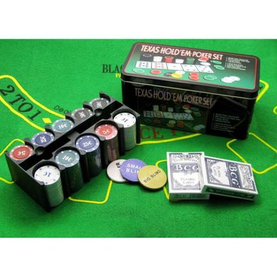 Покерный набор (2 колоды карт +200 фишек)(24,5х12х11,5 см)(вес фишки 4 гр. d-39 мм), K318979 - фото товара