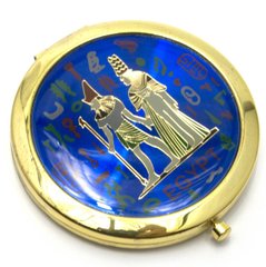 Зеркальце косметическое "Египет" золото (d-7 см)(в коробке + чехольчик), K323947C - фото товара
