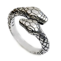 Кільце безрозмірне "Змії" з білого металу 1,6*1,7*0,9см., K89080175O1807715869 - фото товару